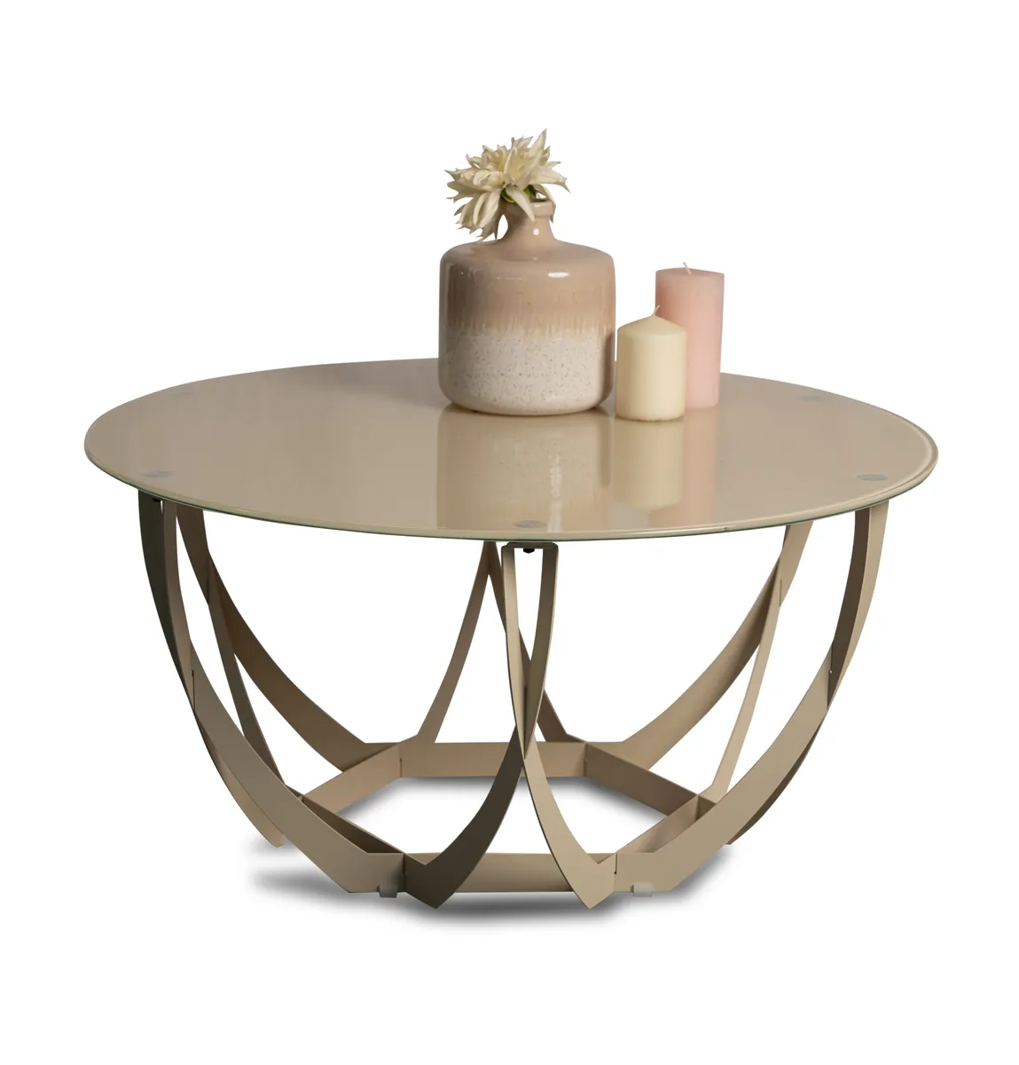 Couchtisch - Ø/H ca. 80x40 cm, Cremeweiß