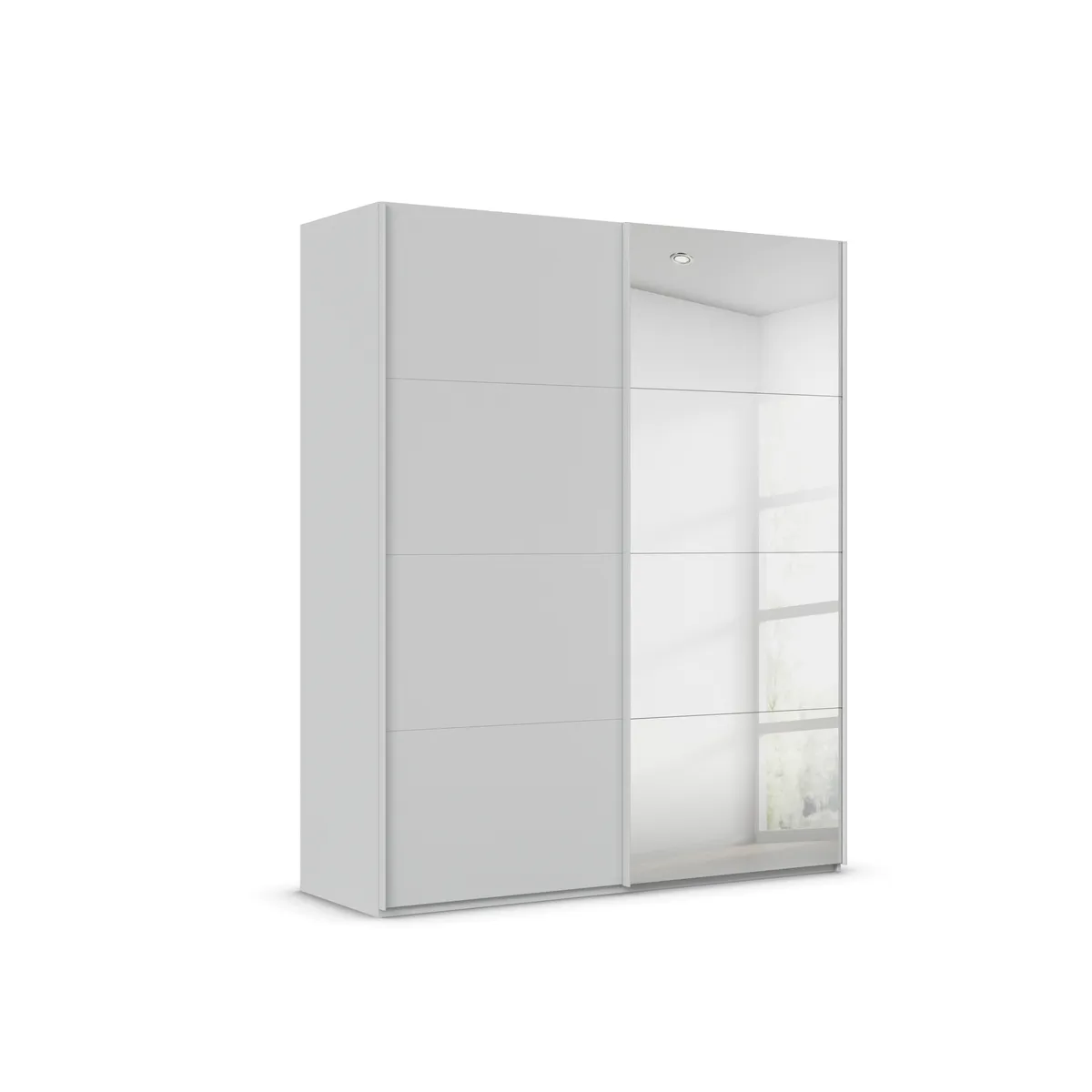Schwebetürenschrank ROVERO- B ca. 181 cm,  Hellgrau, Spiegel