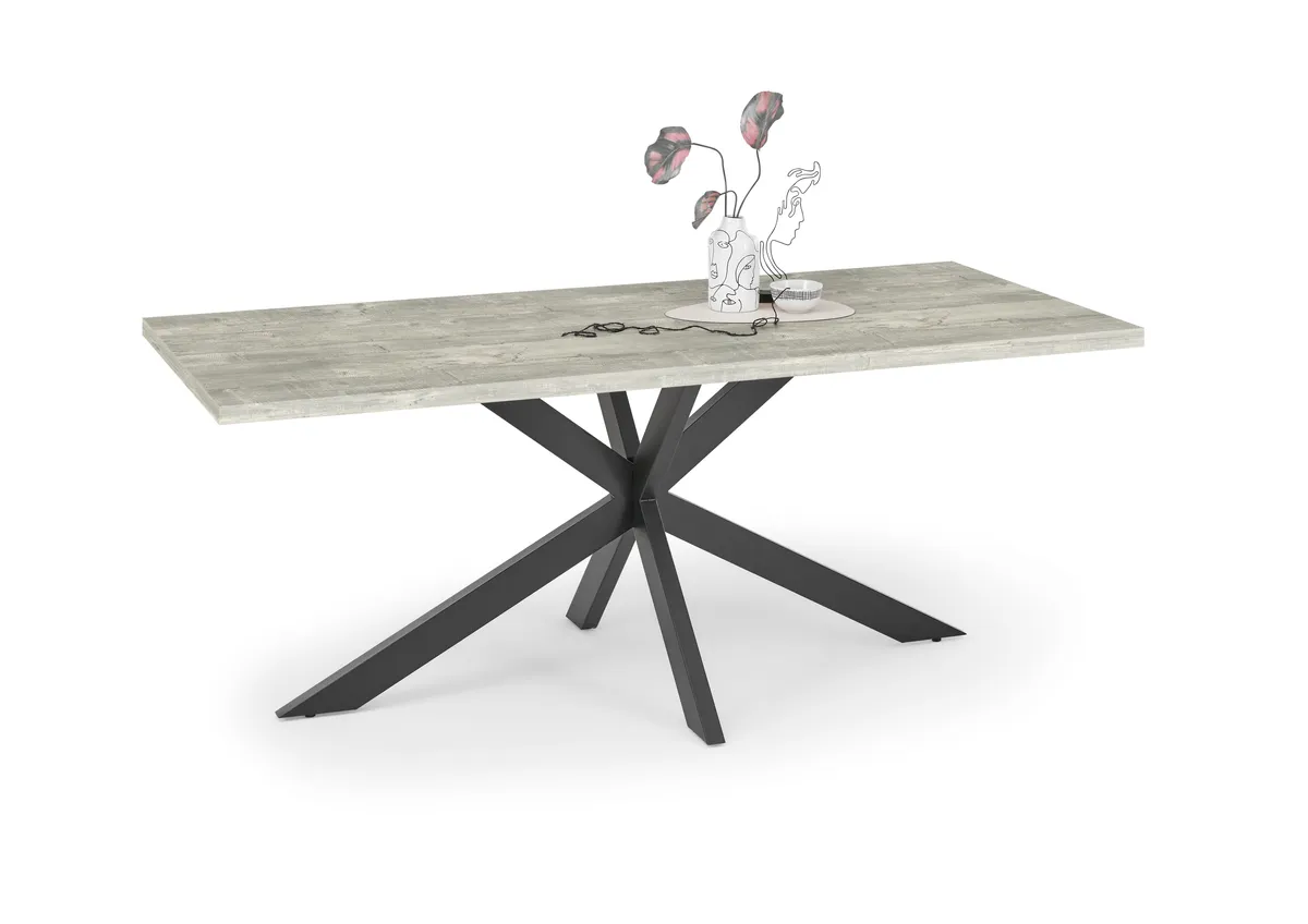 Esstisch - LB ca. 200x100 cm, Betonoptik, Schwarz