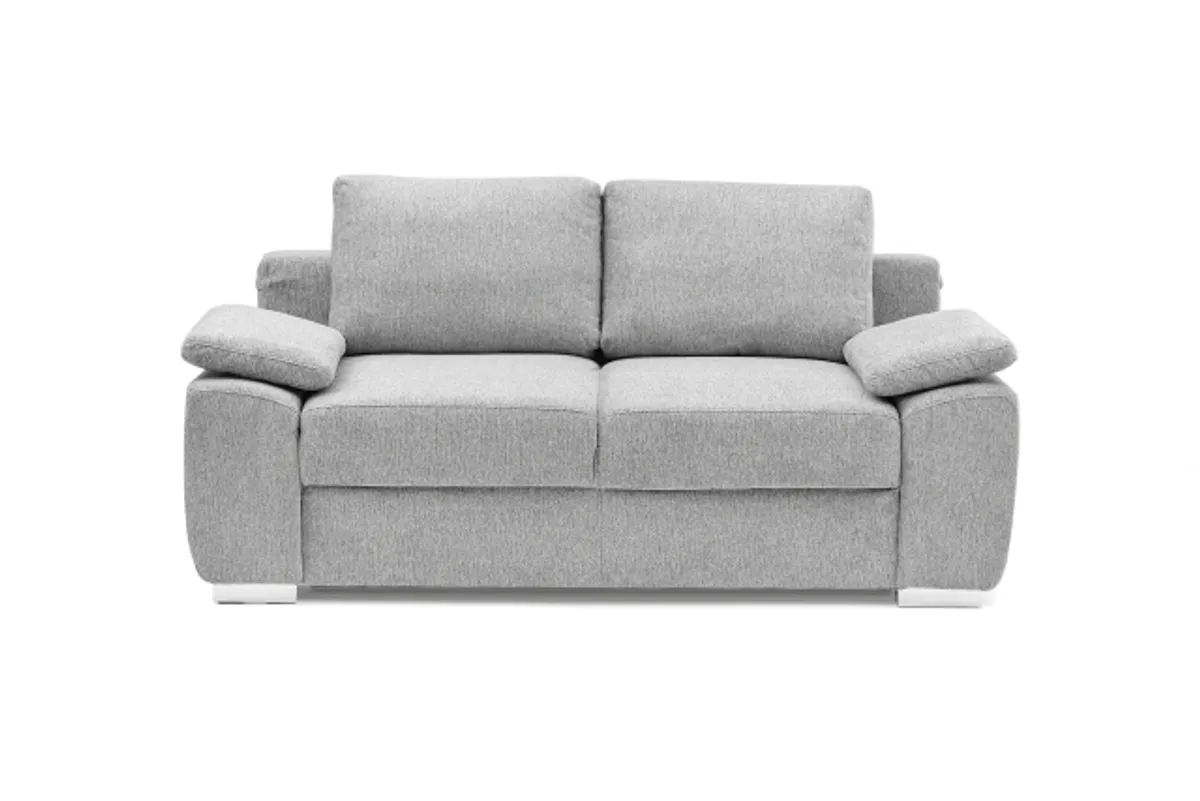 Schlafsofa EMIEL - 2-Sitzer inkl. Schlaffunktion und Bettkasten, Stoff, Dunkelgrau