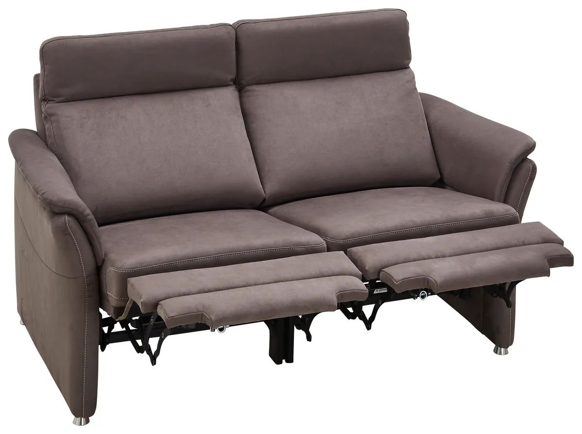 Sofa Arima - 2-Sitzer inkl. Relaxfunktion (motorisch), Stoff, Dunkelbraun