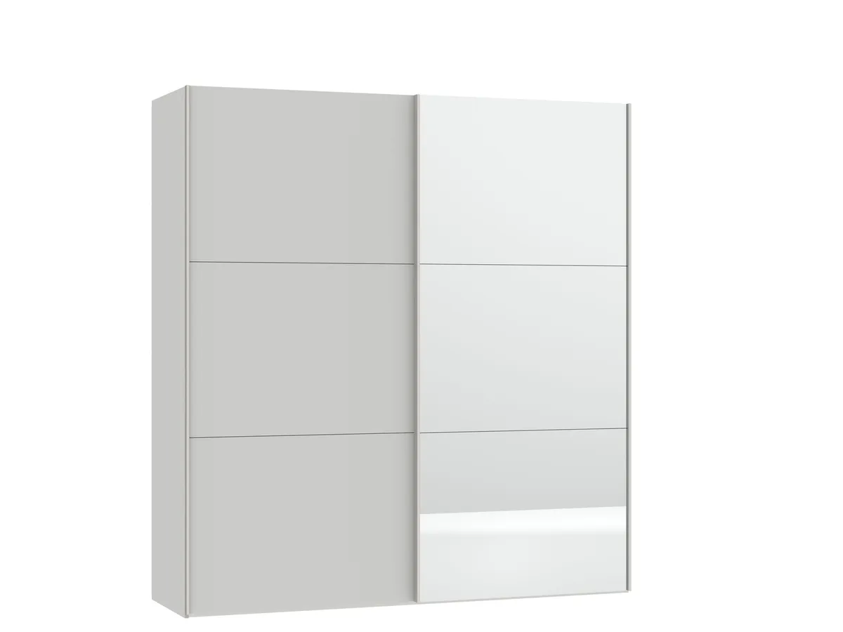 Schwebetürenschrank JOIN IT- B ca. 202 cm., Hellgrau, Matt, Spiegel