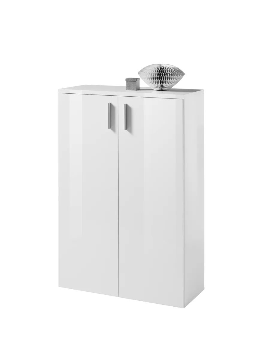 Schuhschrank - B ca. 80 cm, Weiß, Weiß Hochglanz