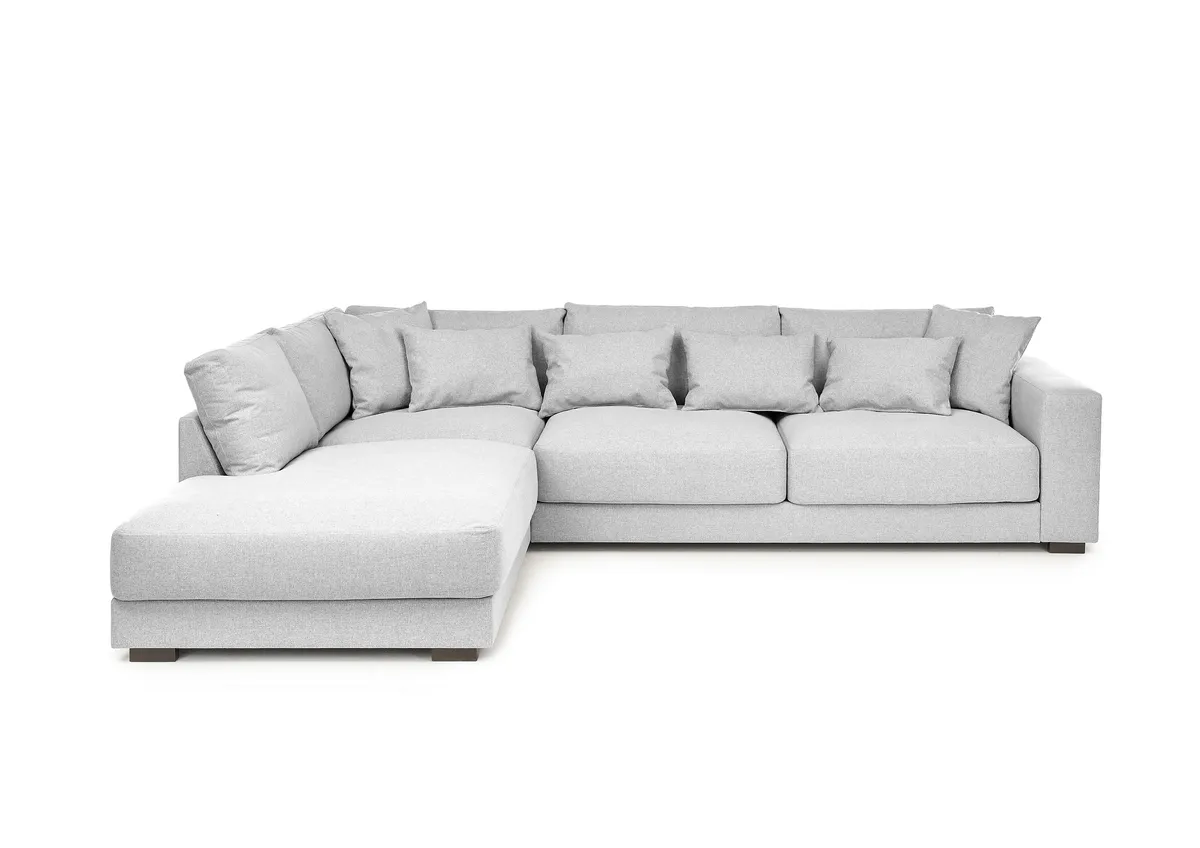 Ecksofa - Ecke links, 3-Sitzer, Stoff, Silbergrau