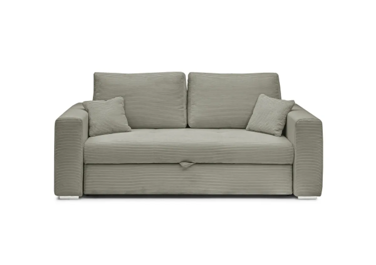 Sofa JORDEN 2 - 2-Sitzer inkl. Schlafftunktion mit Bettkasten, Stoff, Taupe