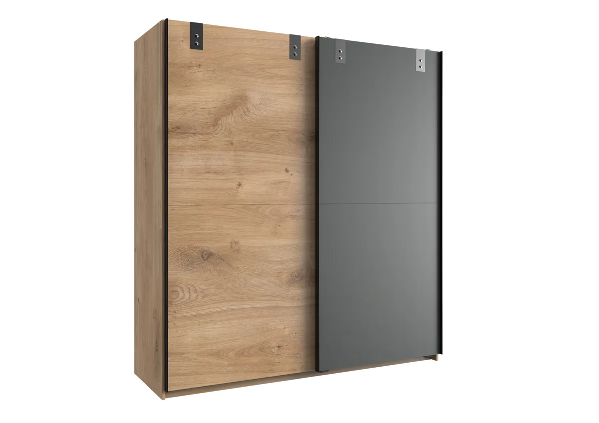 Schwebetürenschrank- B ca. 135 cm, Eiche Dekor, Graphit