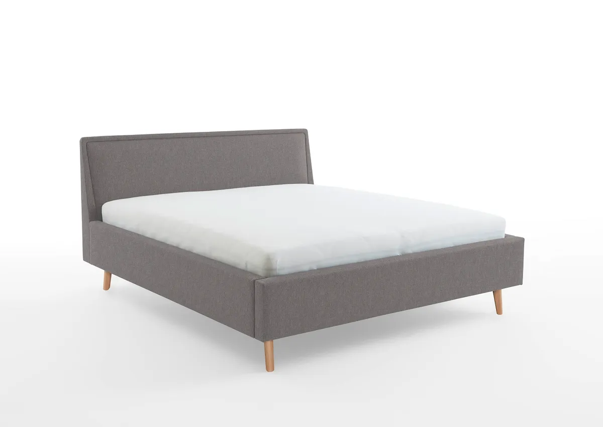 Polsterbett - Liegefläche ca. 180x200 cm, Stoff, Hellgrau