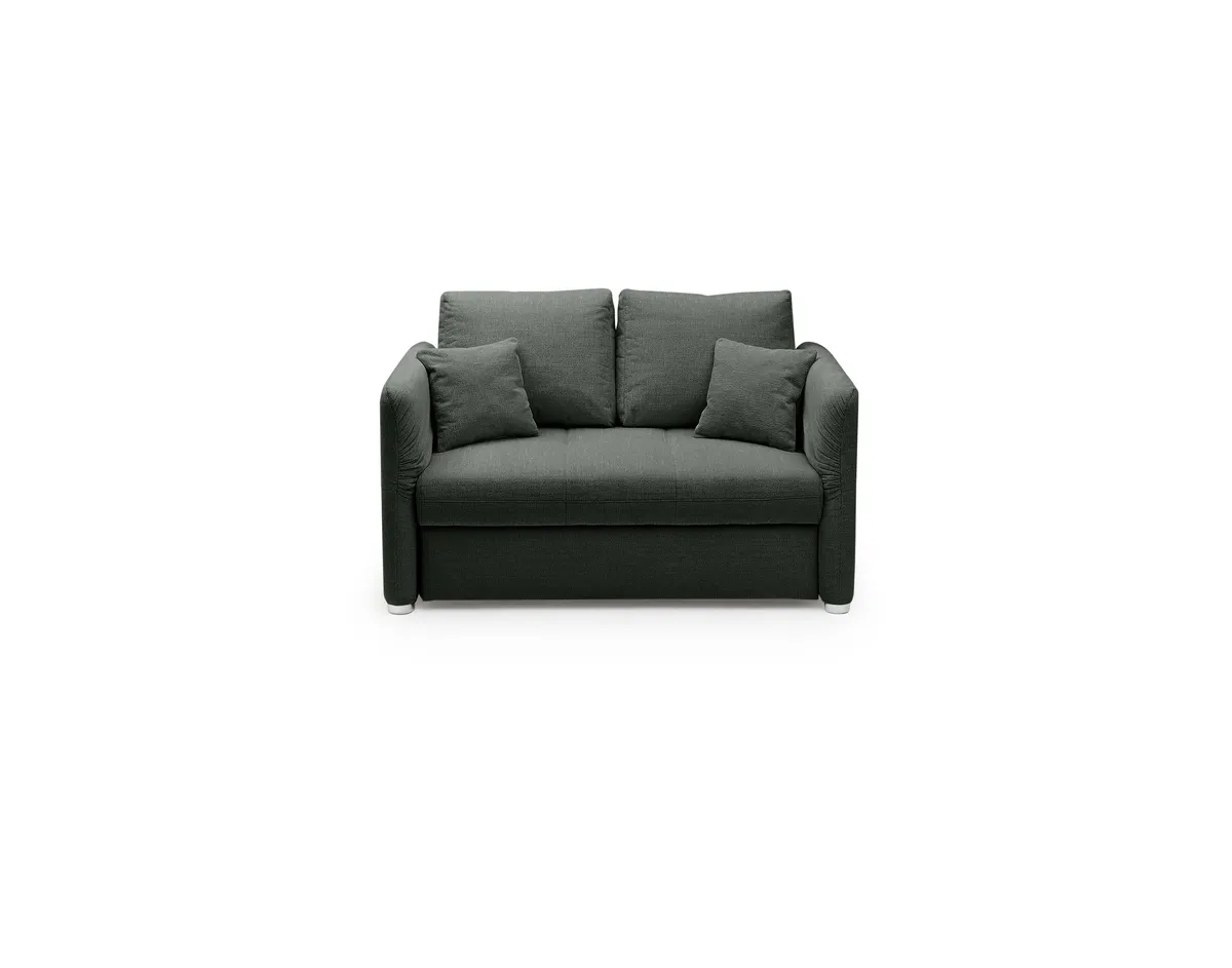 Sofa JORDEN - 1,5-Sitzer inkl. Schlaffunktion mit Bettkasten, verstellbare Armlehnen, Stoff, Dunkelgrau