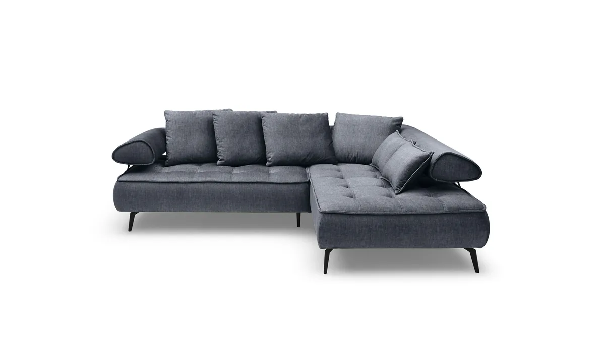 Ecksofa - 2-Sitzer, Ecke rechts inkl. Schlaffunktion, Relaxfunktion, Stoff, Graphit