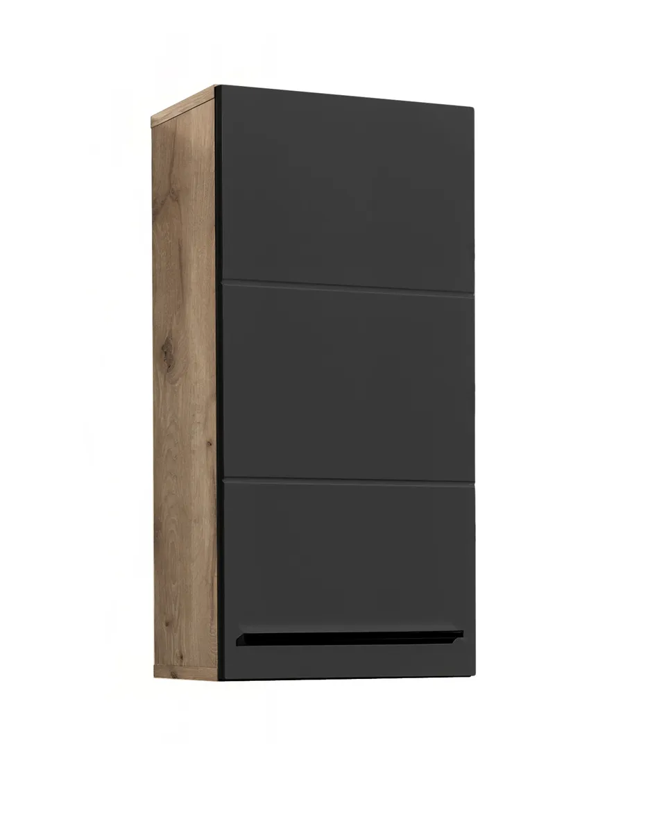 Hängeschrank- B ca. 34 cm, Vintage Holz, Schwarz, Matt, Tiefzieh