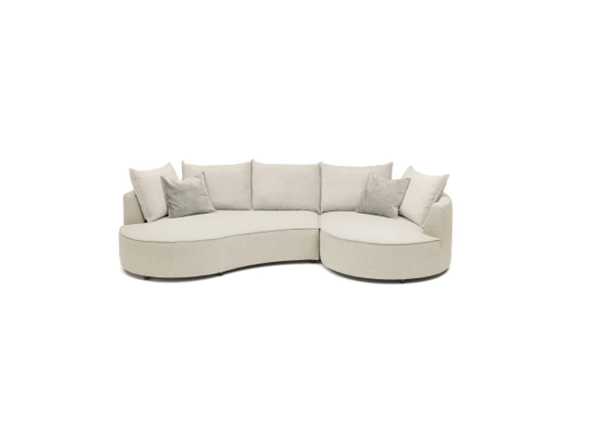 Ecksofa - 2-Sitzer, Ecke rechts, Stoff, Creme