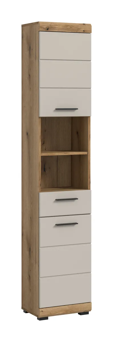 Hochschrank - B ca. 37 cm, Evoke Eiche Nachbildung, Kaschmir