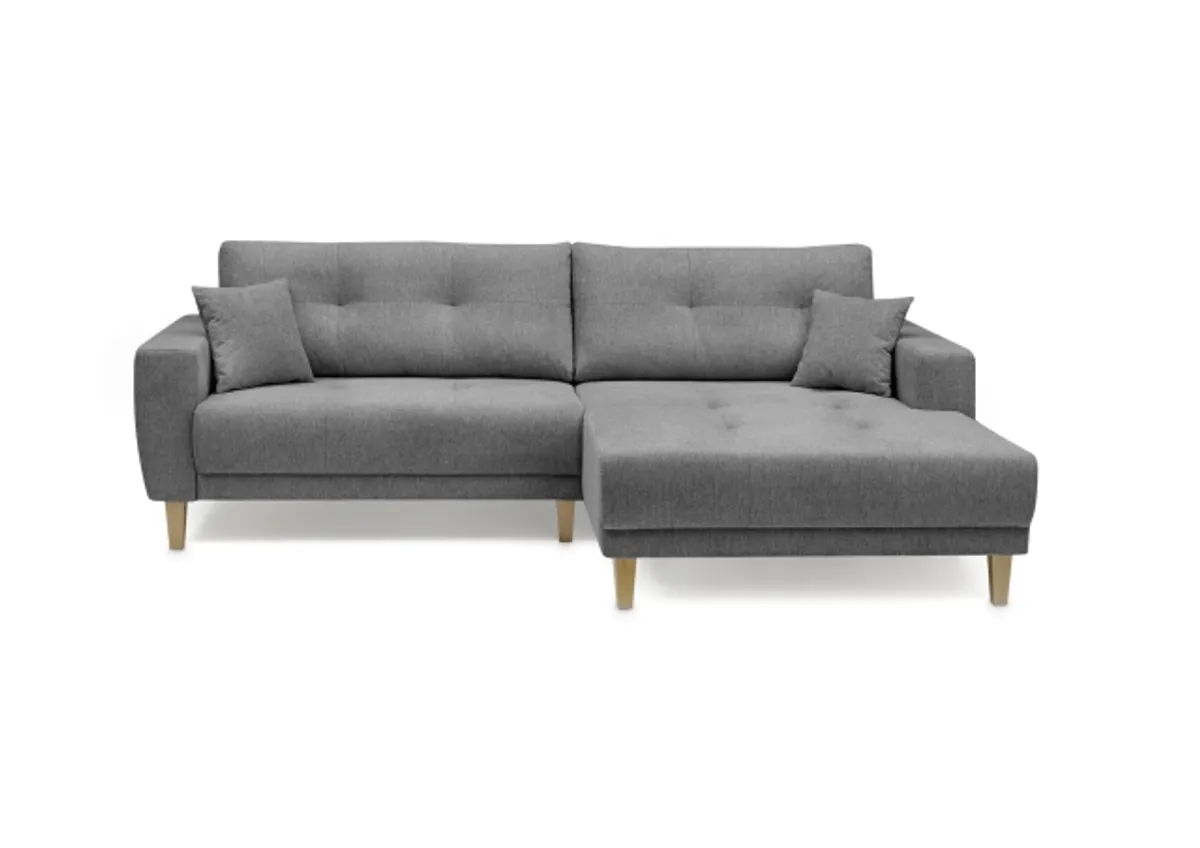 Ecksofa - 3-Sitzer, Ecke rechts inkl. elektrische Sitztiefenverstellung, Stoff, Grau