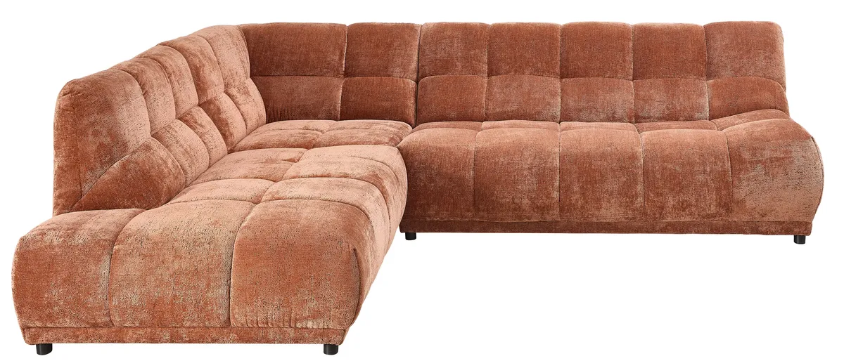 Ecksofa - Ecke links mit 3-Sitzer, Stoff, Rost