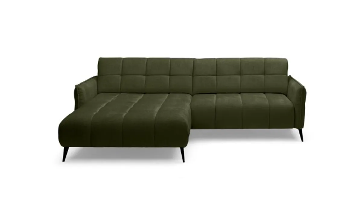 Ecksofa - Ecke links, 2-Sitzer inkl. Relaxfunktion, Stoff, Olive