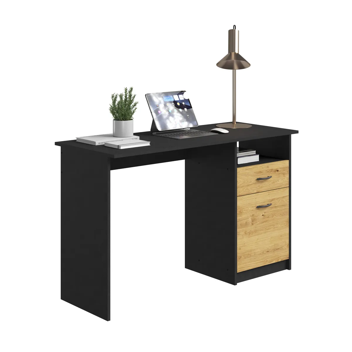 Schreibtisch- LB ca. 123x50 cm, Grau, Eiche Dekor