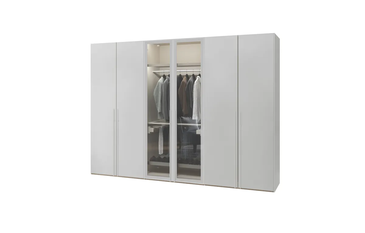 Drehtürenschrank JOIN IT- B ca. 303 cm, Weiss, Glas