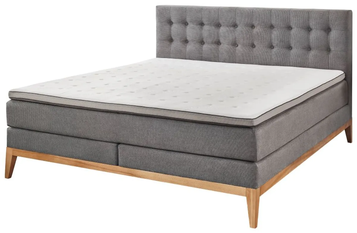 Boxspringbett- Liegefläche ca. 180x200 cm, Stoff, Hellgrau