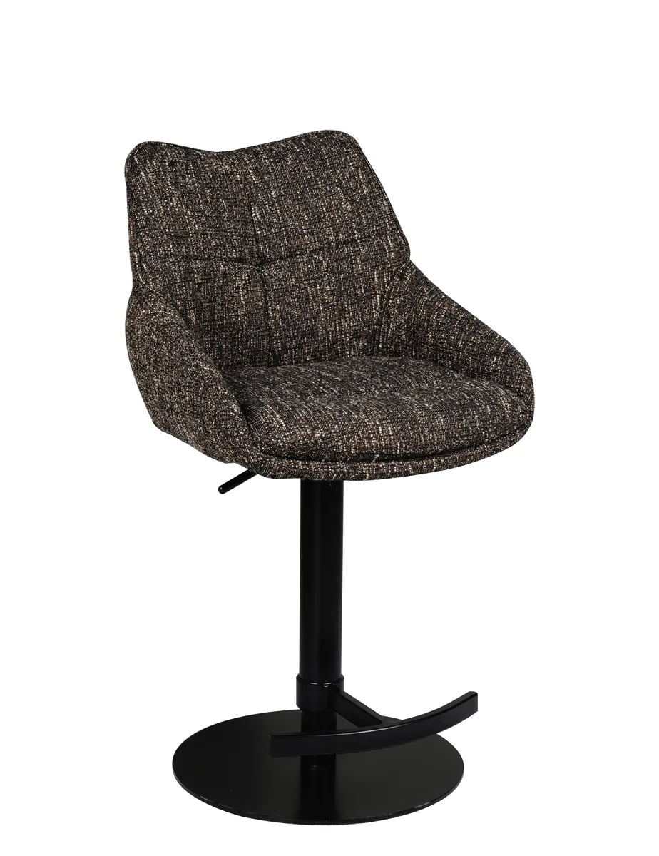 Barhocker MATTEA - drehbar, höhenverstellbar, Stoff, Dunkelbraun