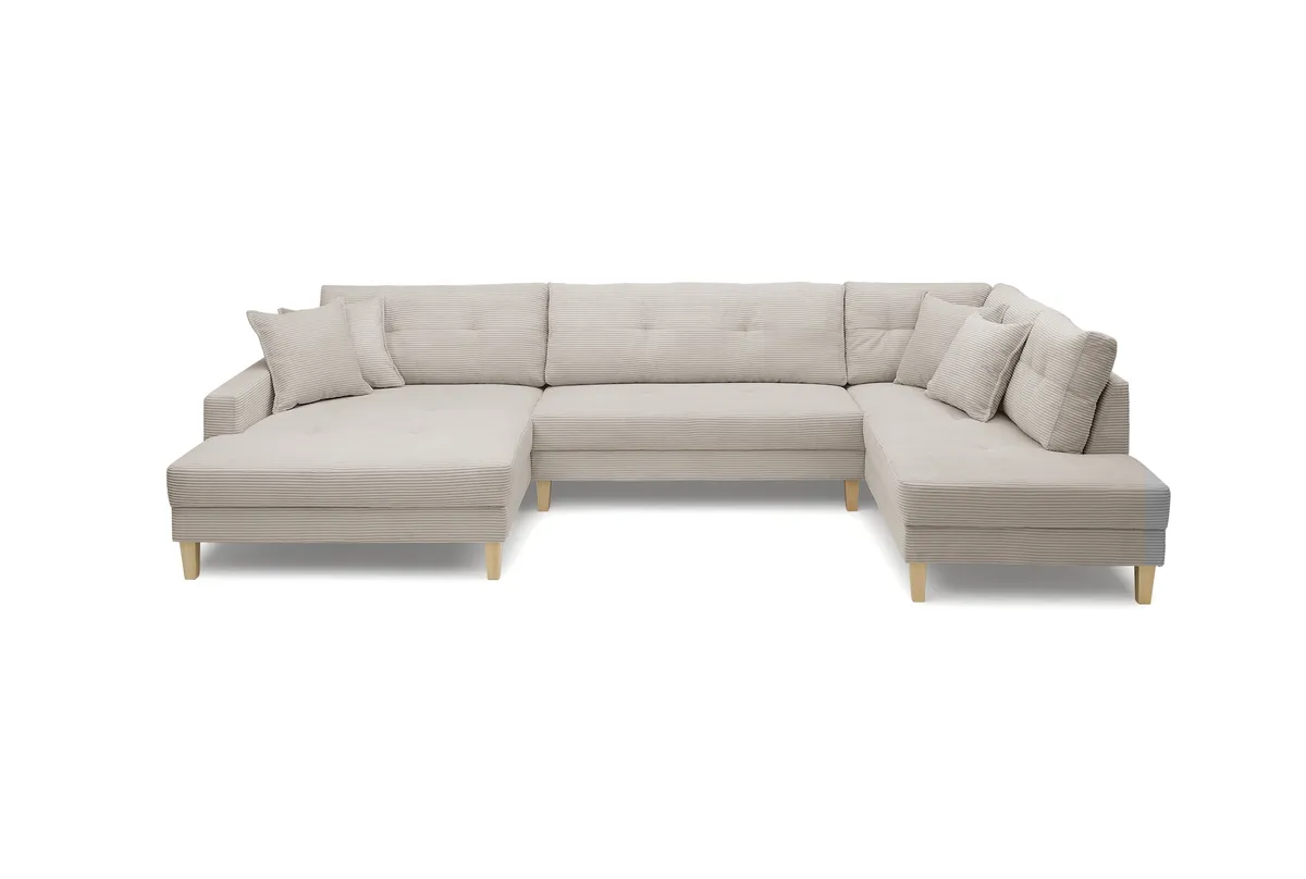 Wohnlandschaft - Longchair links, 2-Sitzer, Ecke rechts, Stoff, Beige