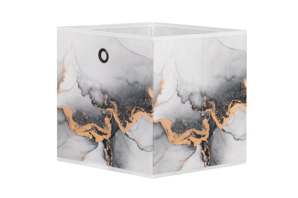 Faltbox - Stoff, Marmor Grau/Gold