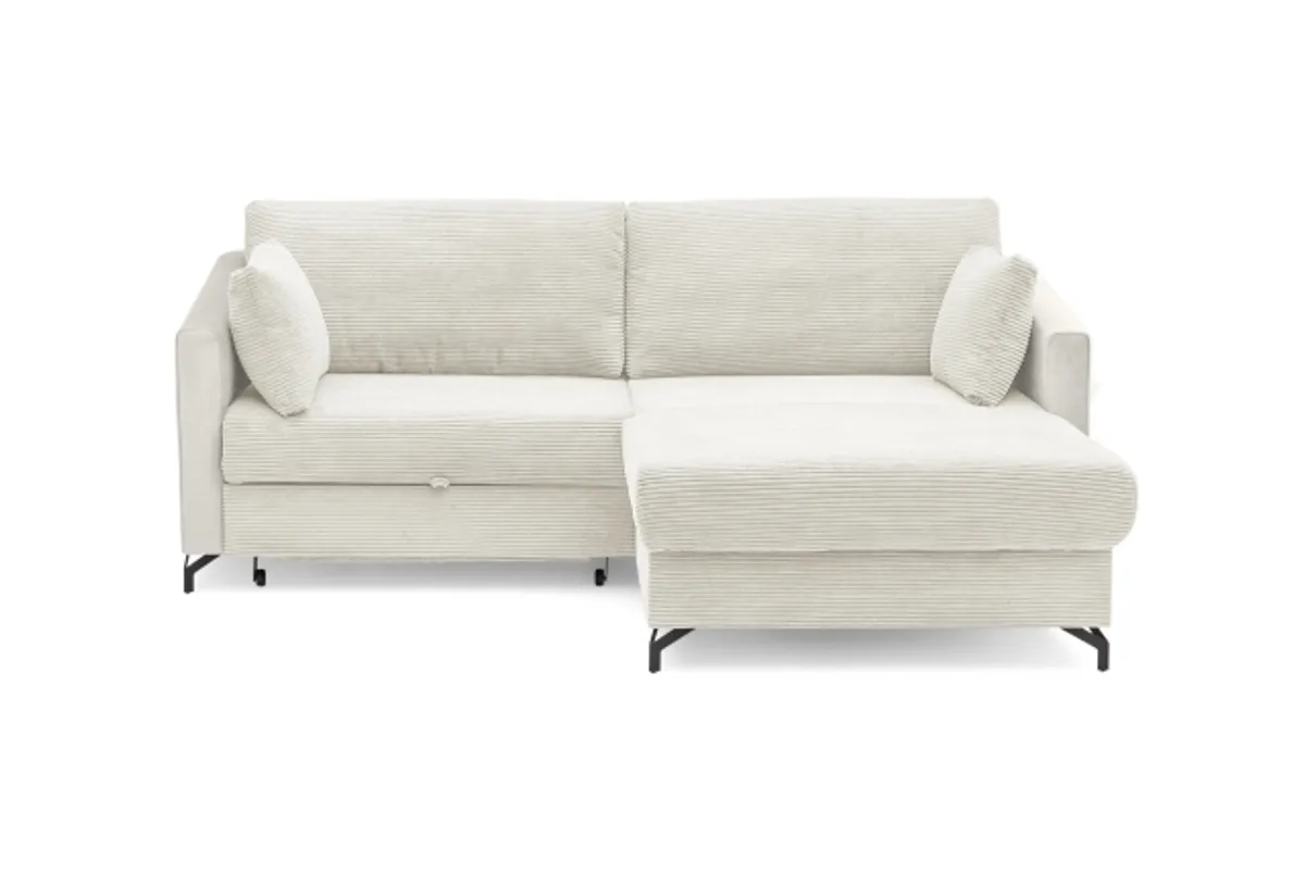 Ecksofa - 1,5-Sitzer, Ecke rechts inkl. Schlaffunktion und Bettkasten, Stoff, Beige