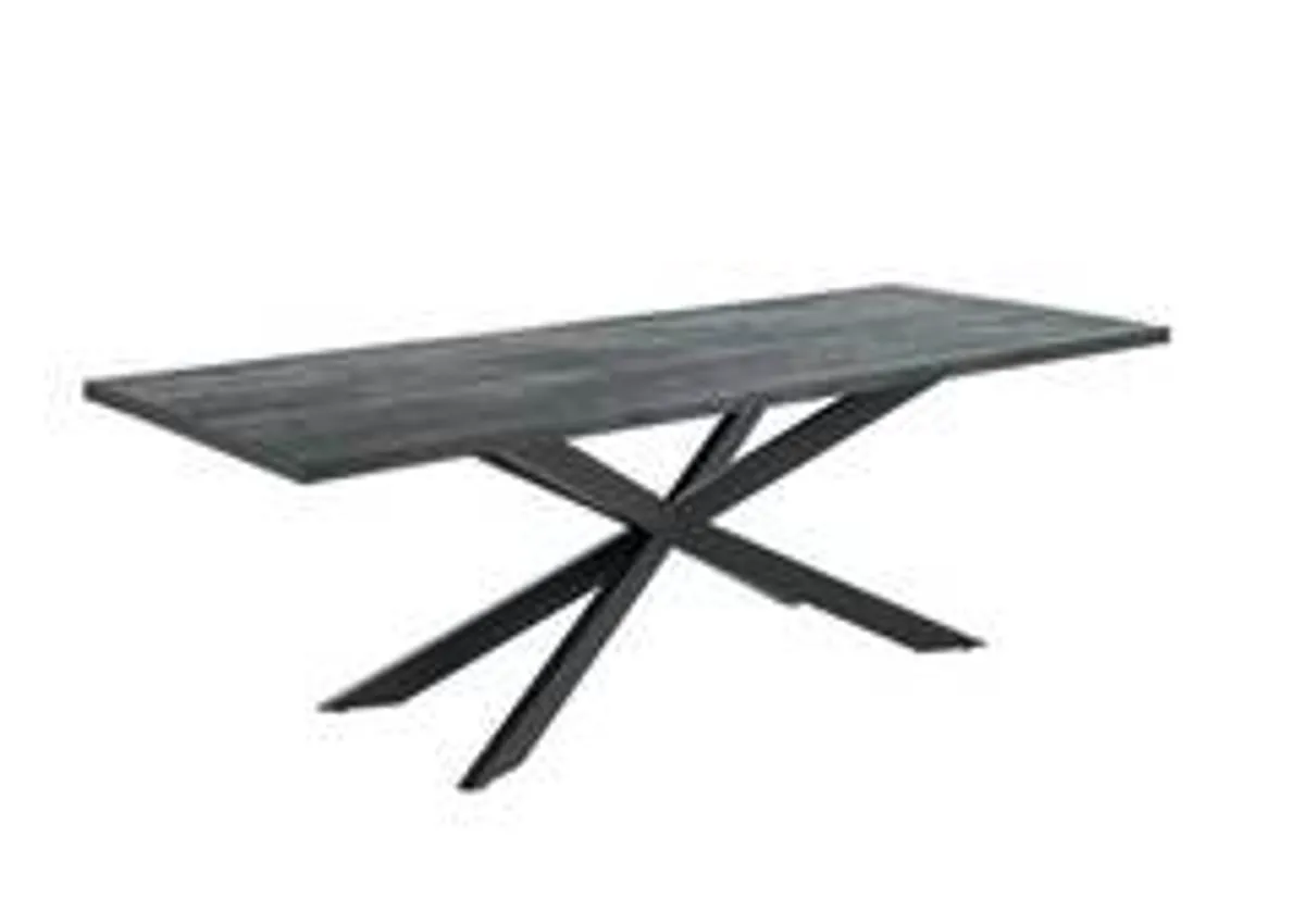 Esstisch - LB ca. 200x100 cm, Rustikale Wildeiche, Schwarz