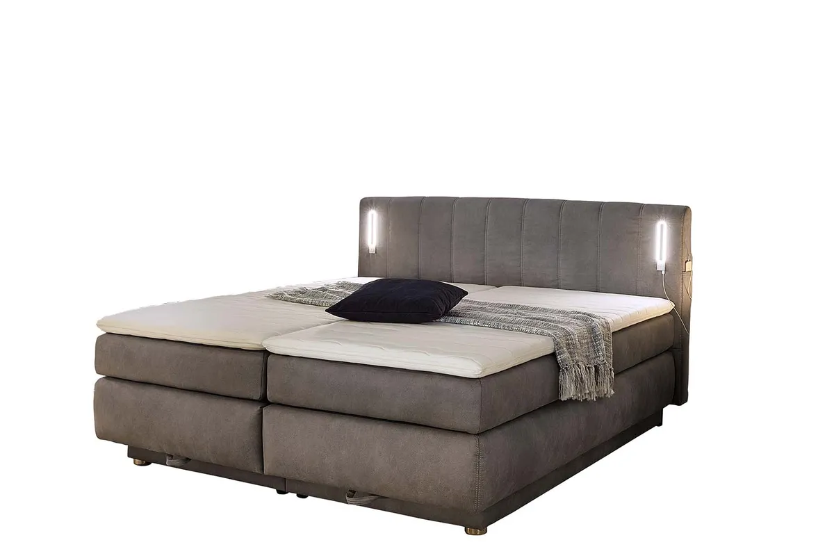 Boxspringbett- Liegefläche ca. 180x200 cm, Stoff, Grau