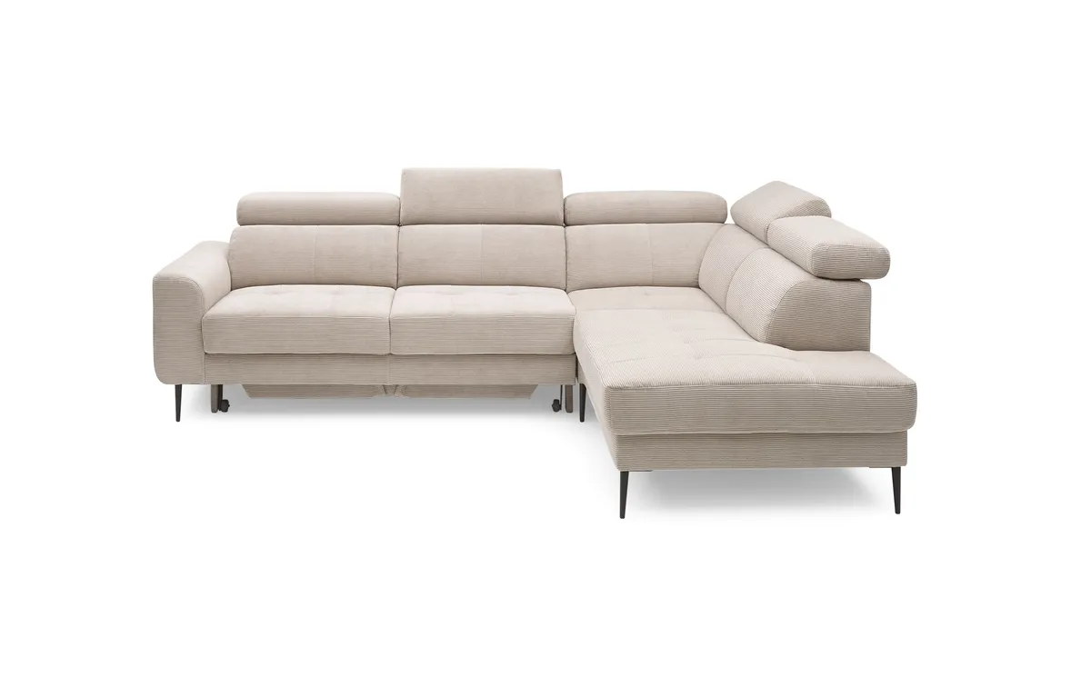 Ecksofa CHARIS - 2-Sitzer, Ecke rechts inkl. Schlaffunktion und Bettkasten, Microfaser, Sand