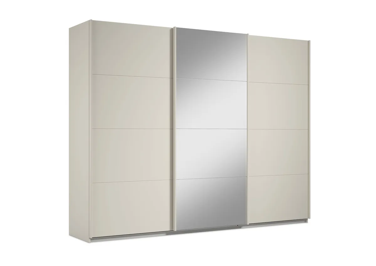 Schwebetürenschrank RIVASA- B ca. 271 cm, Champagner, Spiegel