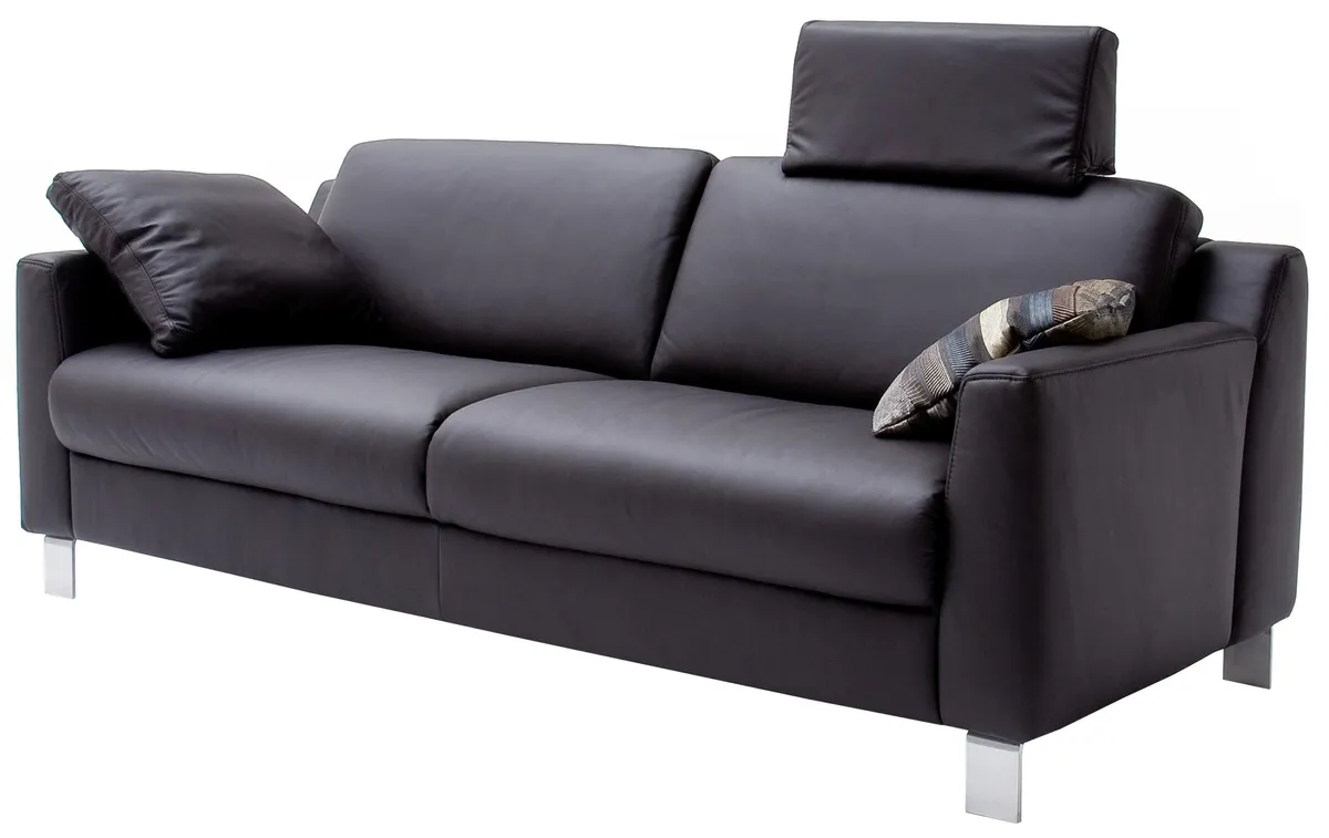 Sofa - 3-Sitzer inkl. Kopfstütze, Leder, Moor