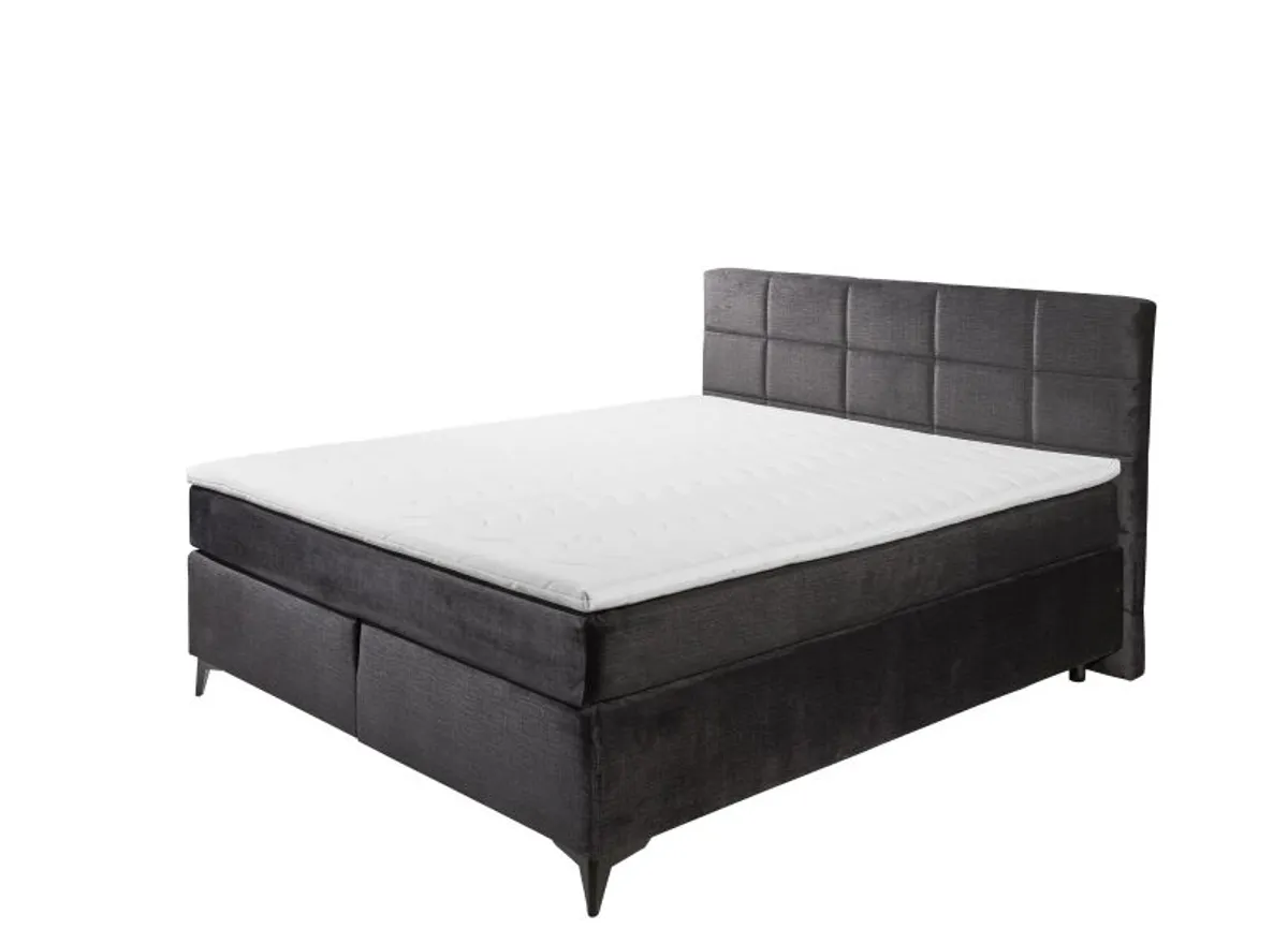 Boxspringbett- Liegefläche ca. 180x200 cm, Stoff, Schwarz