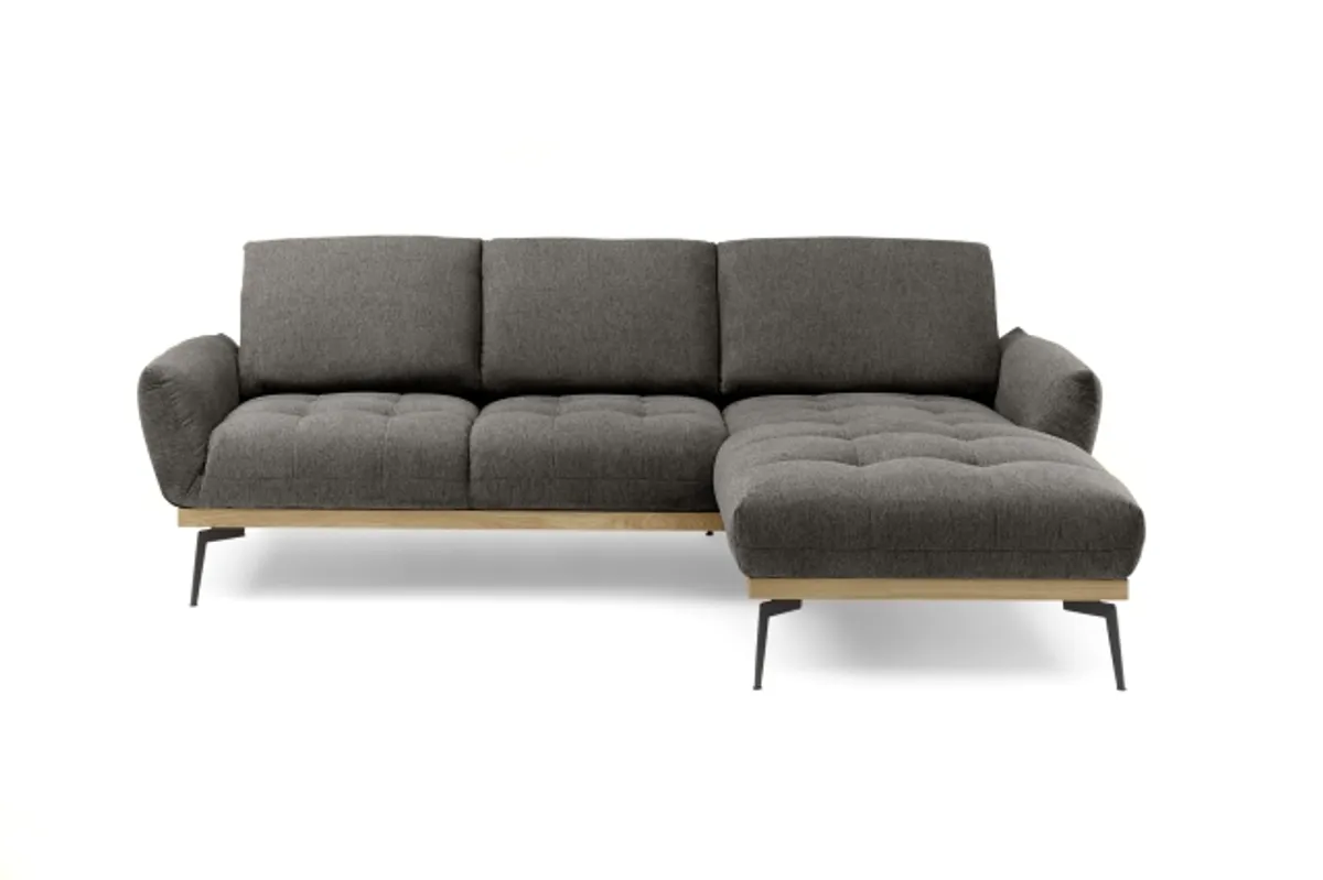 Ecksofa EDDIE - 2-Sitzer, Ecke rechts inkl. Rückenverstellungen, Stoff, Braun