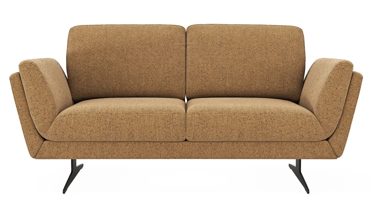 Sofa Tova - 2-Sitzer inkl. Rücken- und Armlehnfunktion, Kufe, Stoff, Kurkuma