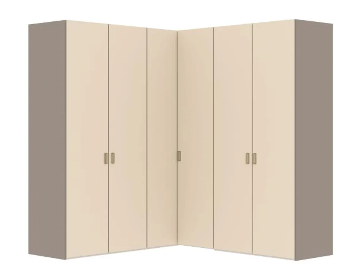Eckschrank JOIN IT- B ca. 203 cm,  Nougat, Glas, Creme