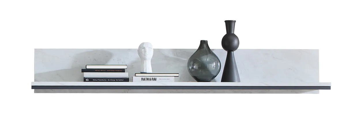 Wandboard - B ca. 140 cm, Marmor Nachbildung hell, Graphit