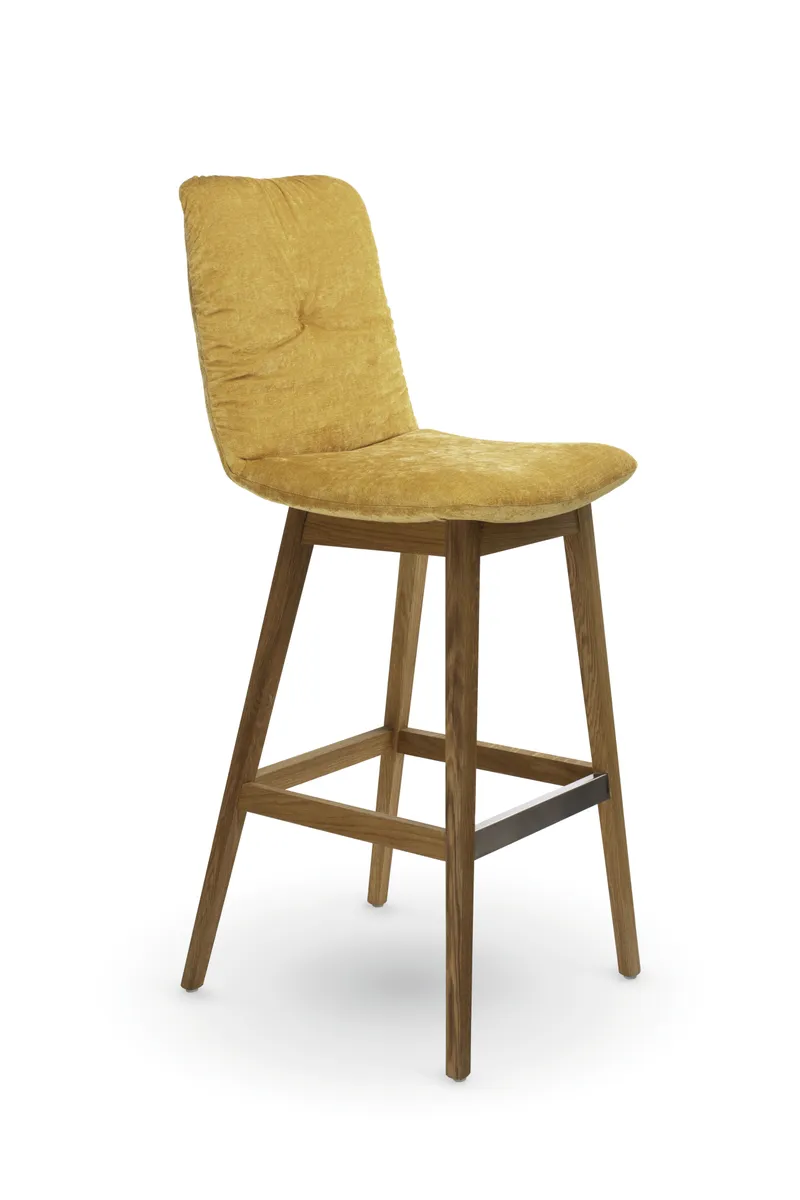 Barhocker Pelle - Stoff, Orange, Gestell Eiche geölt, drehbar