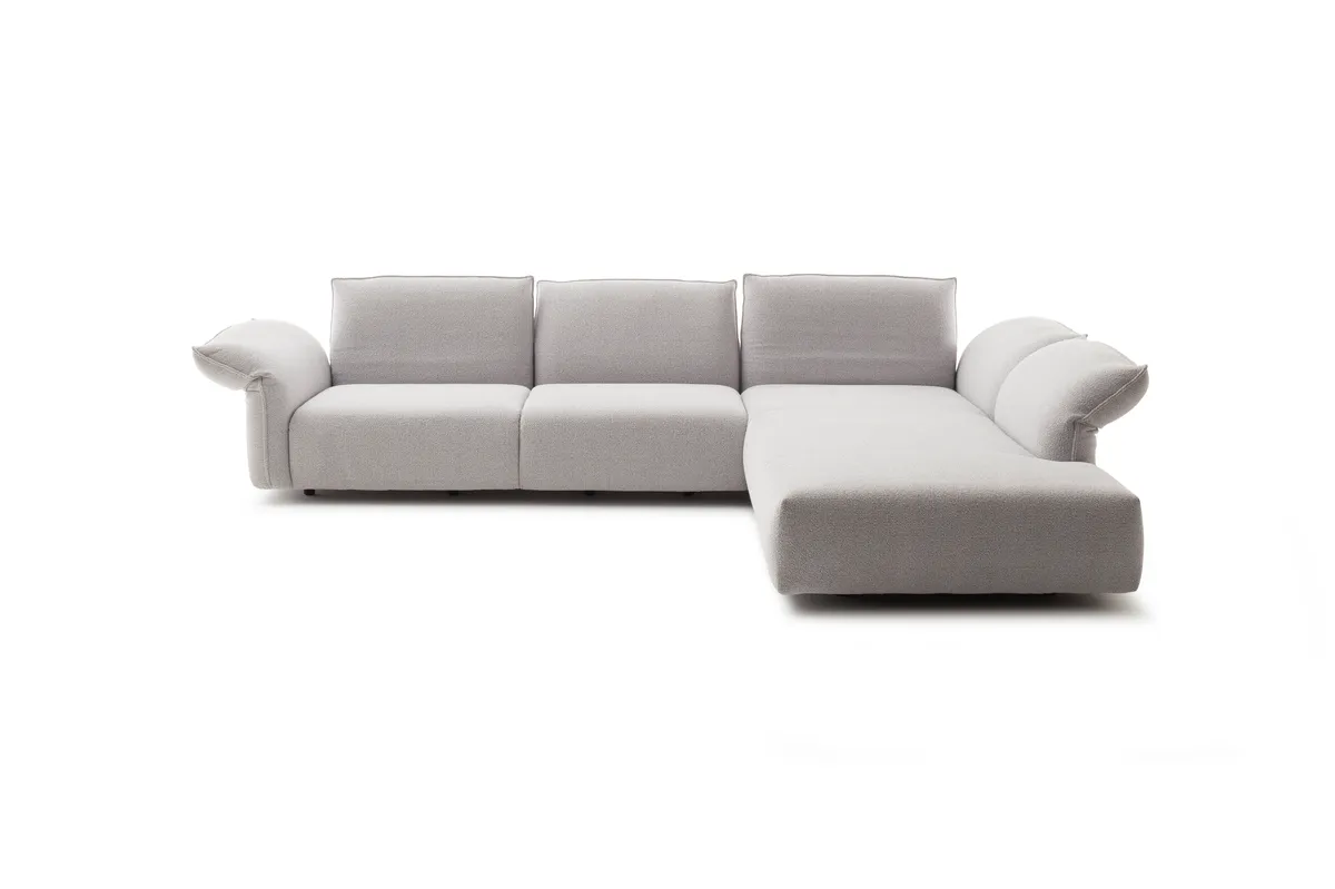 Ecksofa Motone - 2,5-Sitzer mit Ecke rechts, Stoff, Hellgrau