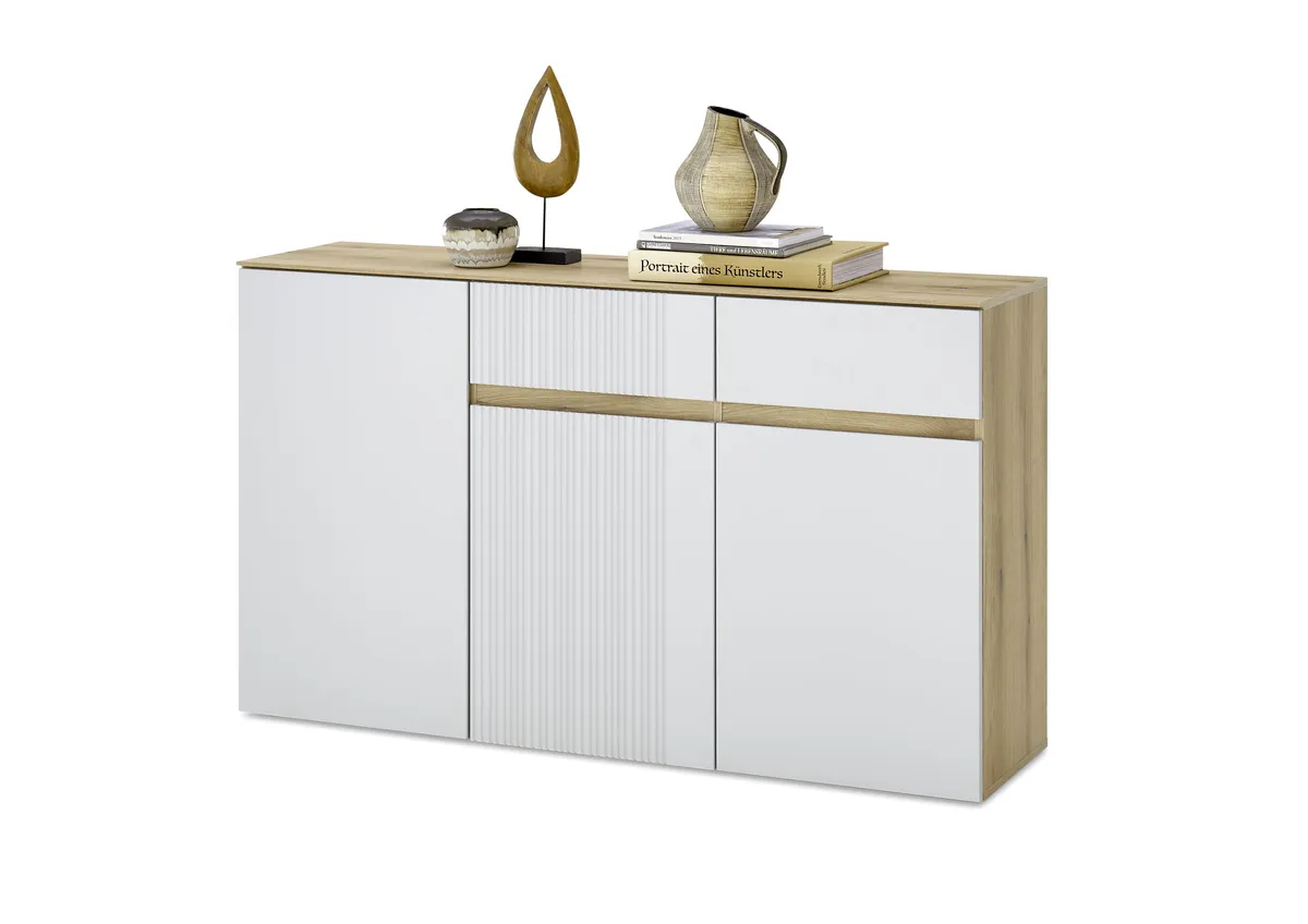 Kommode- Eiche Dekor, Hellgrau