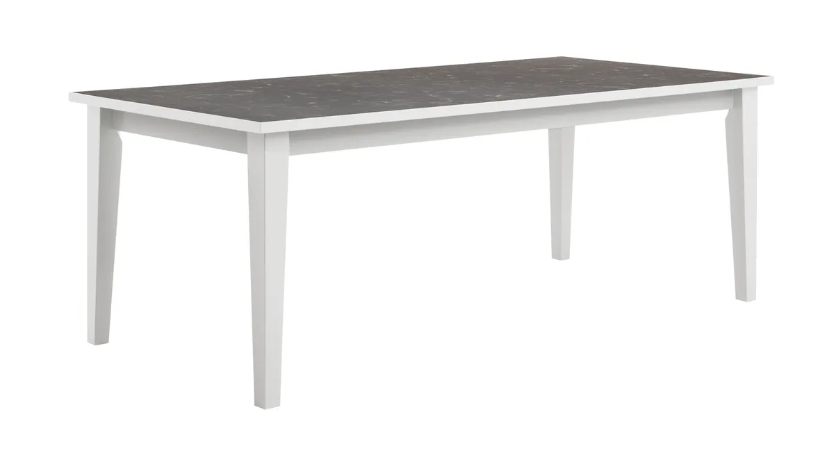 Esstisch Stafford - LB ca. 210x100 cm, Lack Kreide, HPL schwarzgrau marmoriert