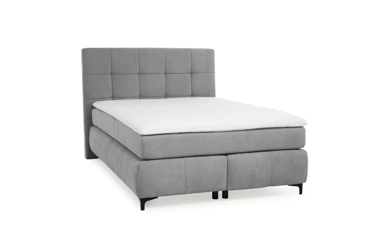 Boxspringbett- Ligefläche ca. 140x200 cm, Stoff, Hellgrau
