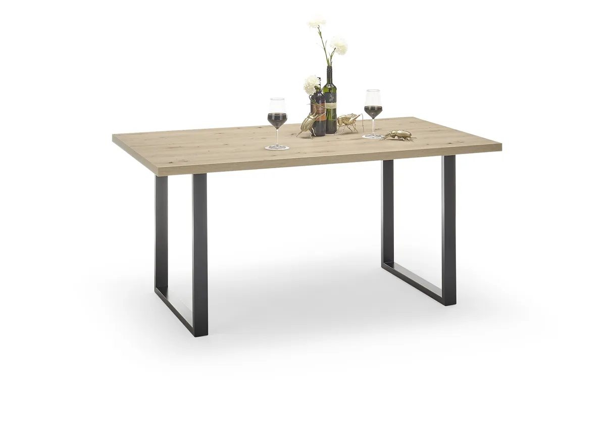 Esstisch - LB ca. 160x90 cm, Eiche Nachbildung, Schwarz