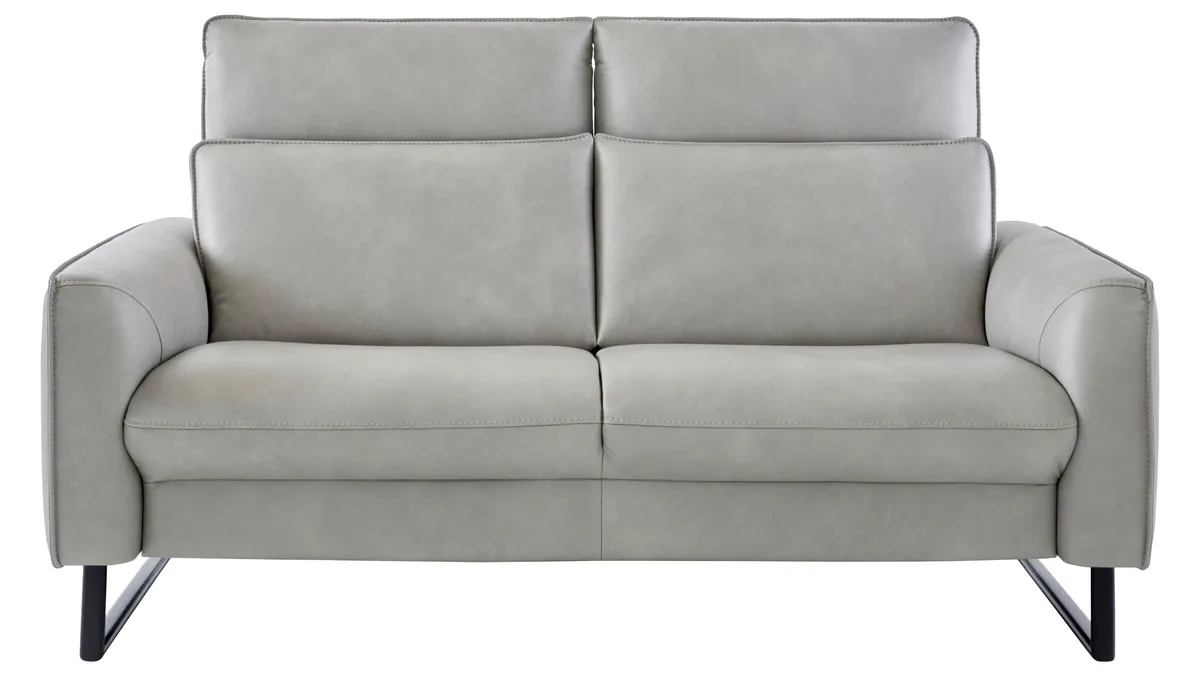 Sofa Avela - 2-Sitzer inkl. Kopfteil verstellbar, Leder, Steingrau