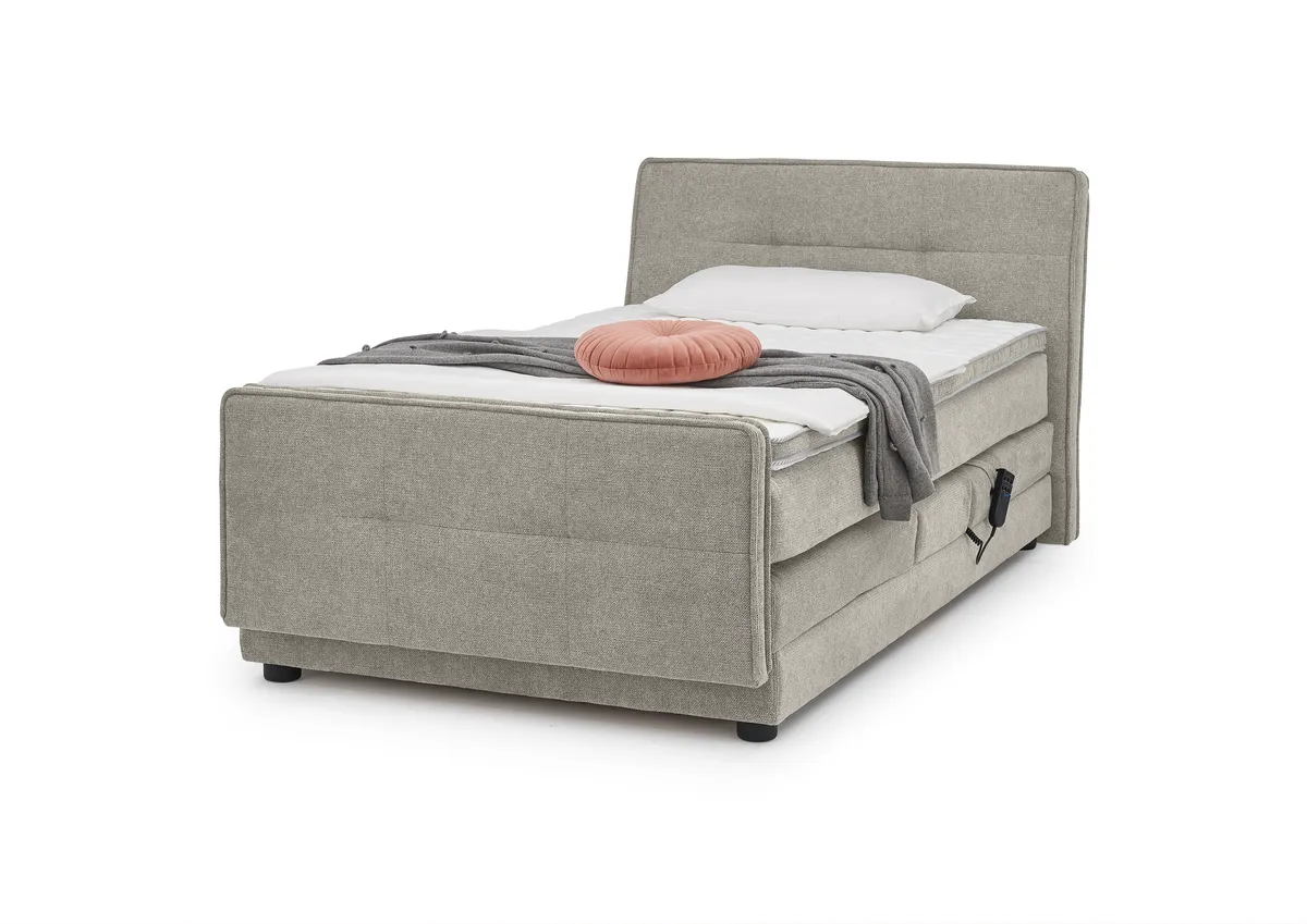 Boxspringbett- Liegefläche ca. 120x200 cm, Stoff, Hellbraun