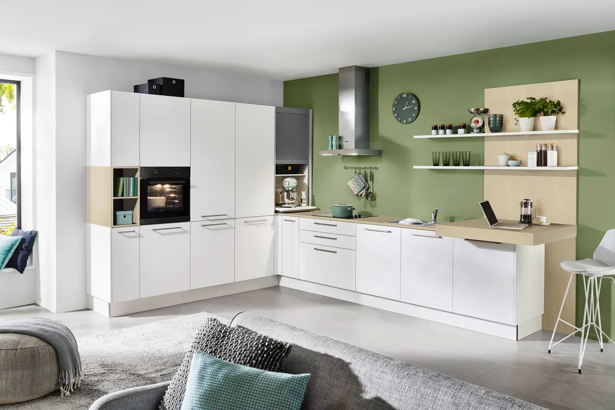 Winkelküche 43.180 7 421, Weiß Softmatt