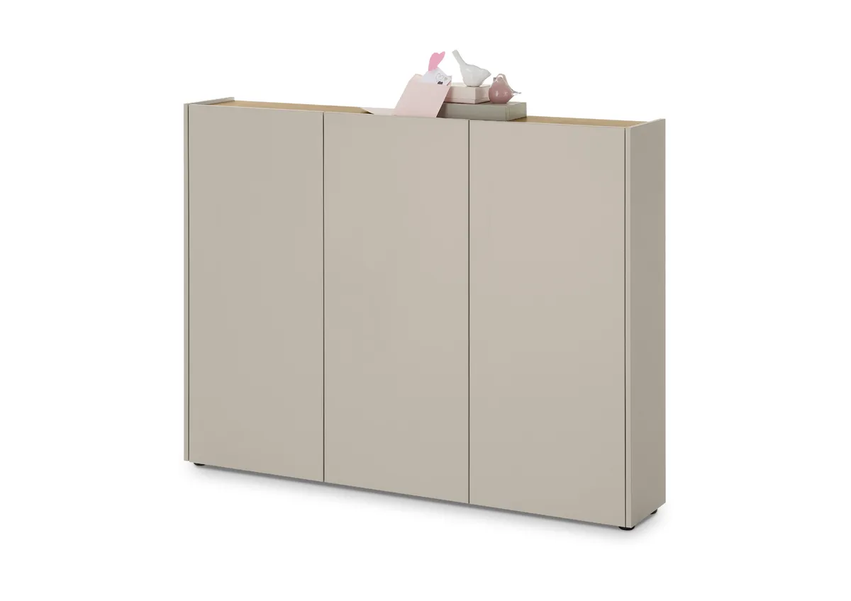 Schuhschrank GASIRA - B ca. 138 cm, Kaschmir, Navarra Eiche Nachbildung