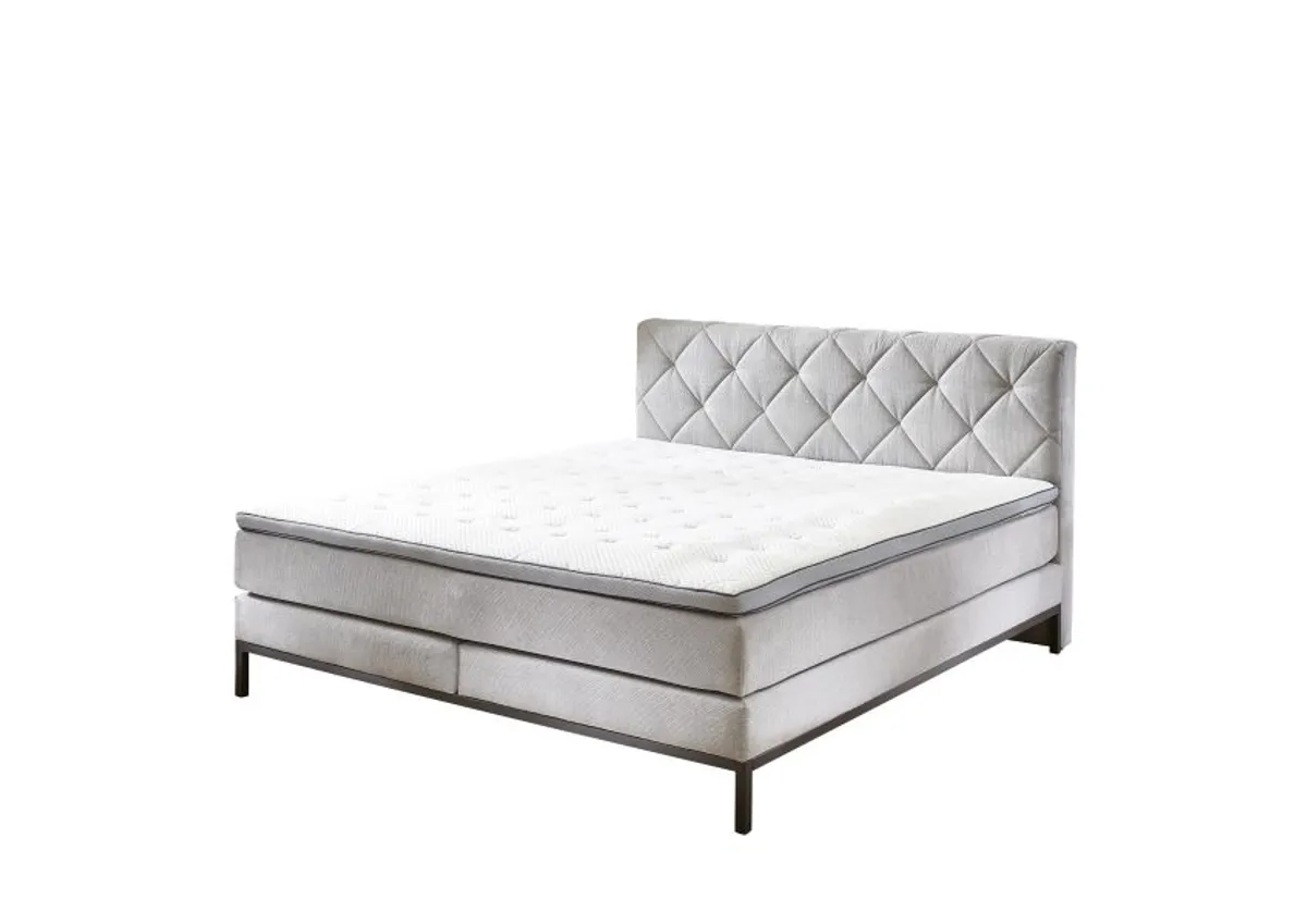 Boxspringbett- Liegefläche ca. 180x200 cm, Stoff, Grau