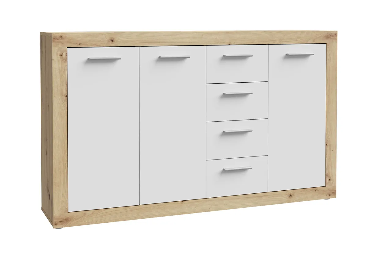 Kommode FIBI- Eiche Dekor, Weiß