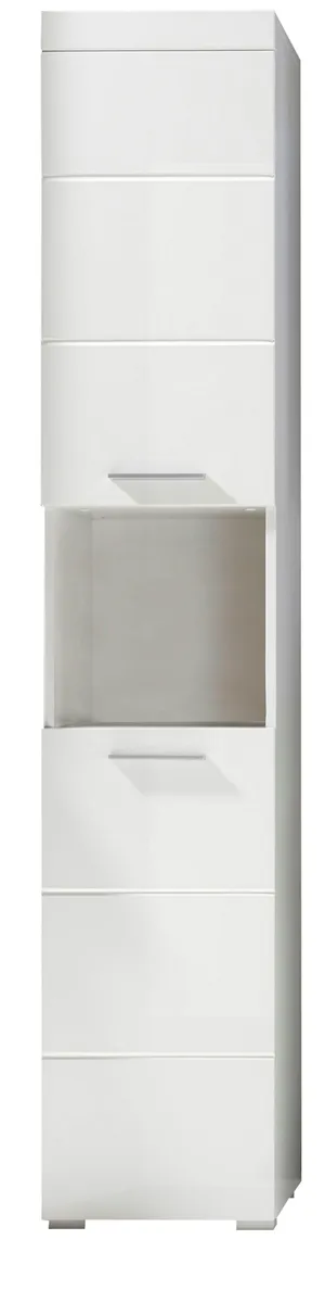 Hochschrank - B ca. 37 cm, Weiß, Weiß Hochglanz