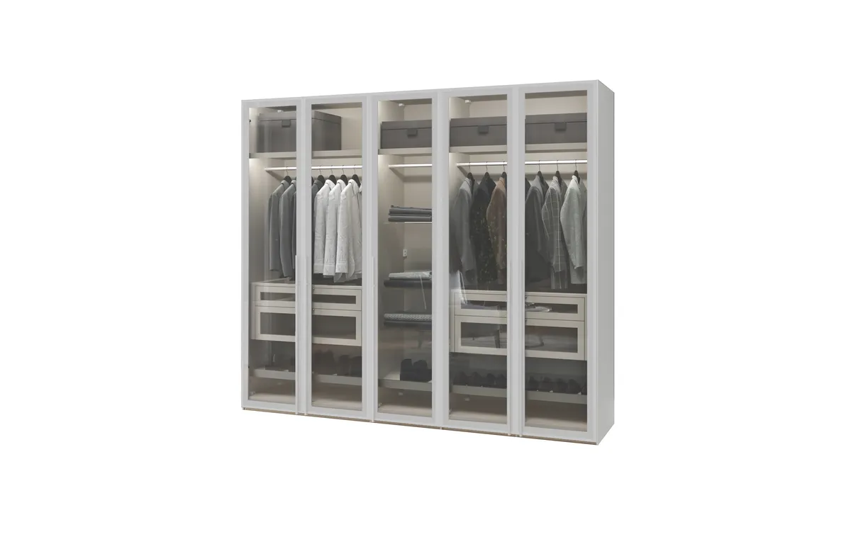 Drehtürenschrank JOIN IT- B ca. 252 cm, Weiss, Glas